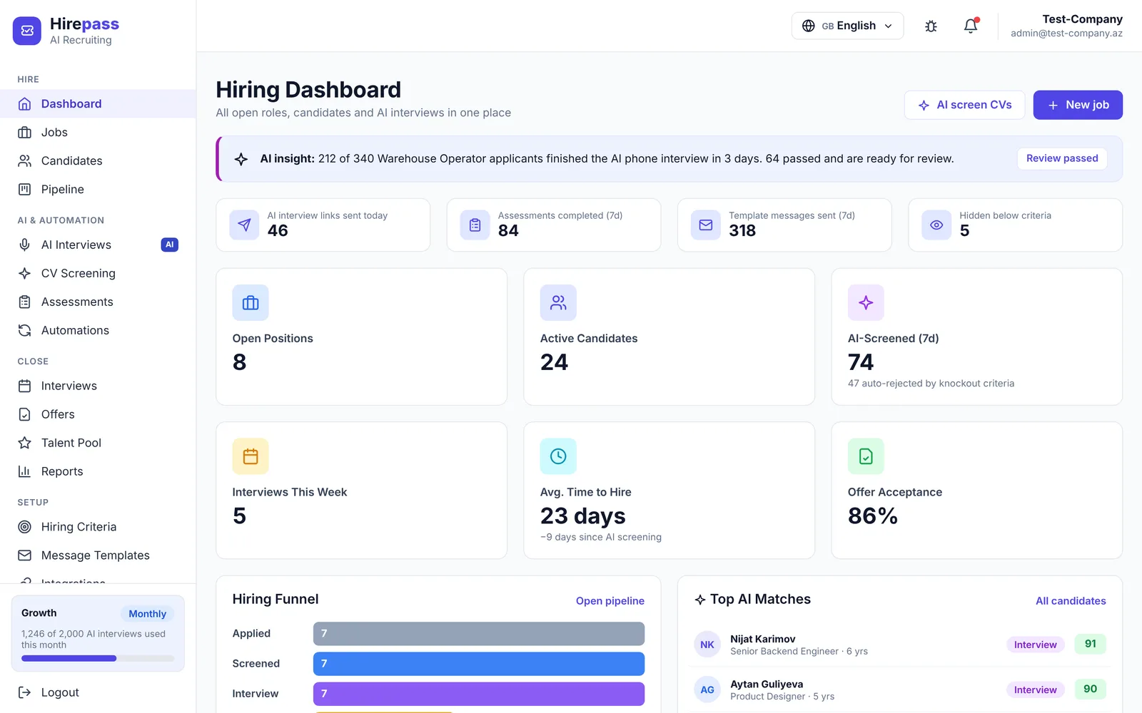 Hirepass screenshot